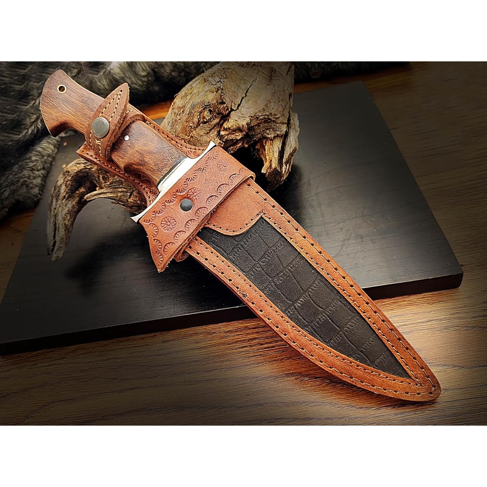 Custom Handmade 135 Inches Bowie Knife Fixed Blade With Leather Sheath For Outdoor Survival Camping 4