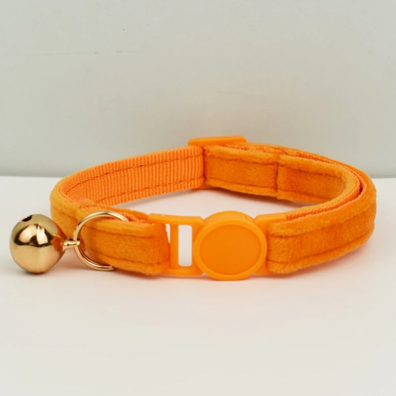 AnyWags Cat Collar Orange Large With Safety Buckle Bell 1