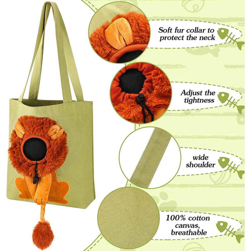 AnyWags Cat Handbag 35cm Dark Gray 3D Lion Soft Collar 6