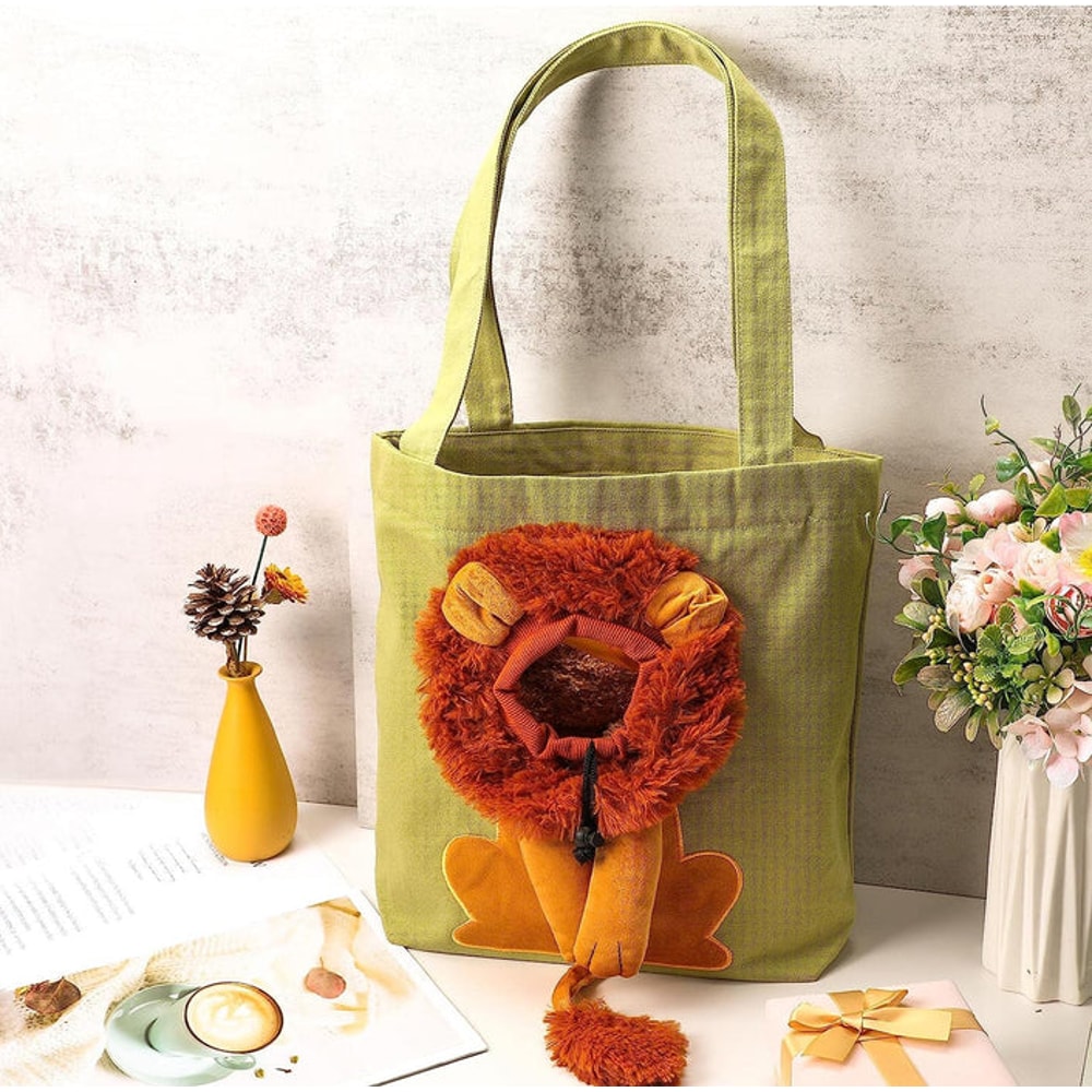 AnyWags Cat Handbag 35cm Dark Gray 3D Lion Soft Collar 5