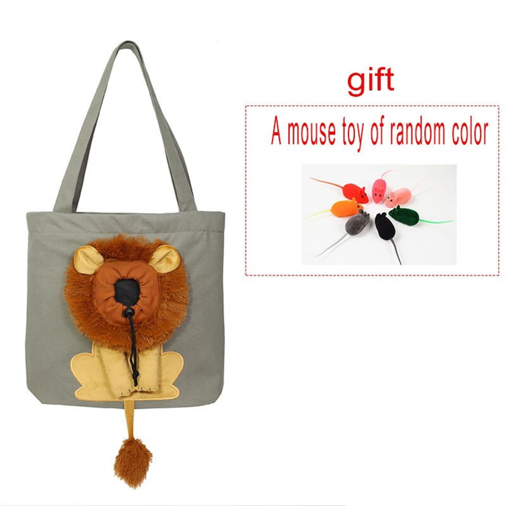 AnyWags Cat Handbag 35cm Dark Gray 3D Lion Soft Collar 1