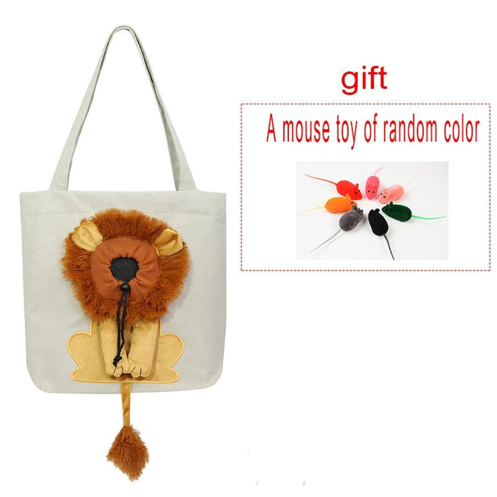 AnyWags Cat Handbag 35cm Light Gray 3D Lion Soft Collar 1