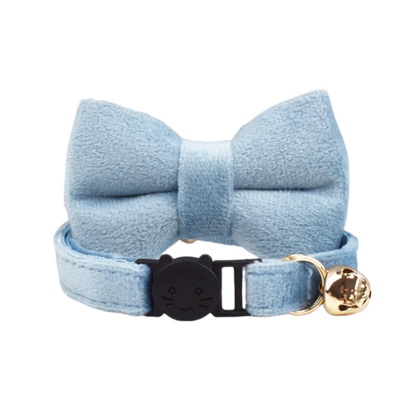 AnyWags Cat Collar Light Blue Bow Small With Safety Buckle 1