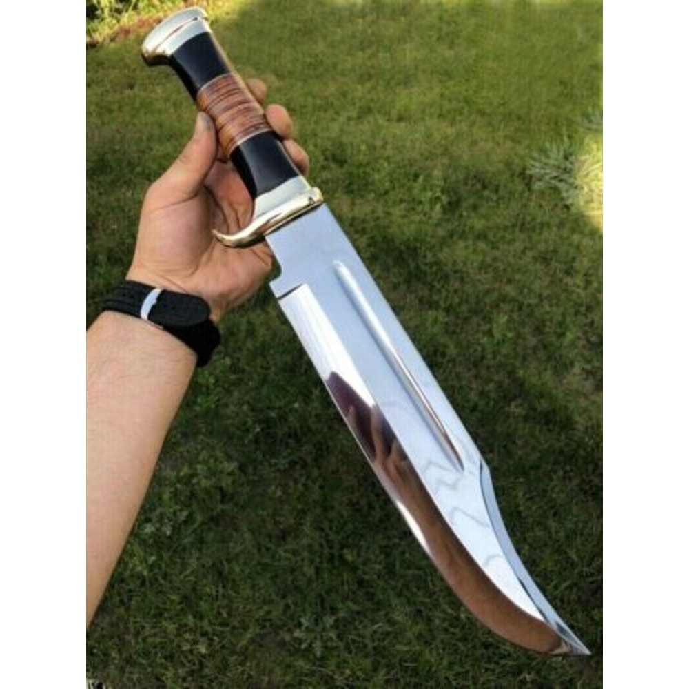 High Polish 18 Inch Crocodile Dundee Hunting Bowie Knife Custom Handmade D2 Steel 1