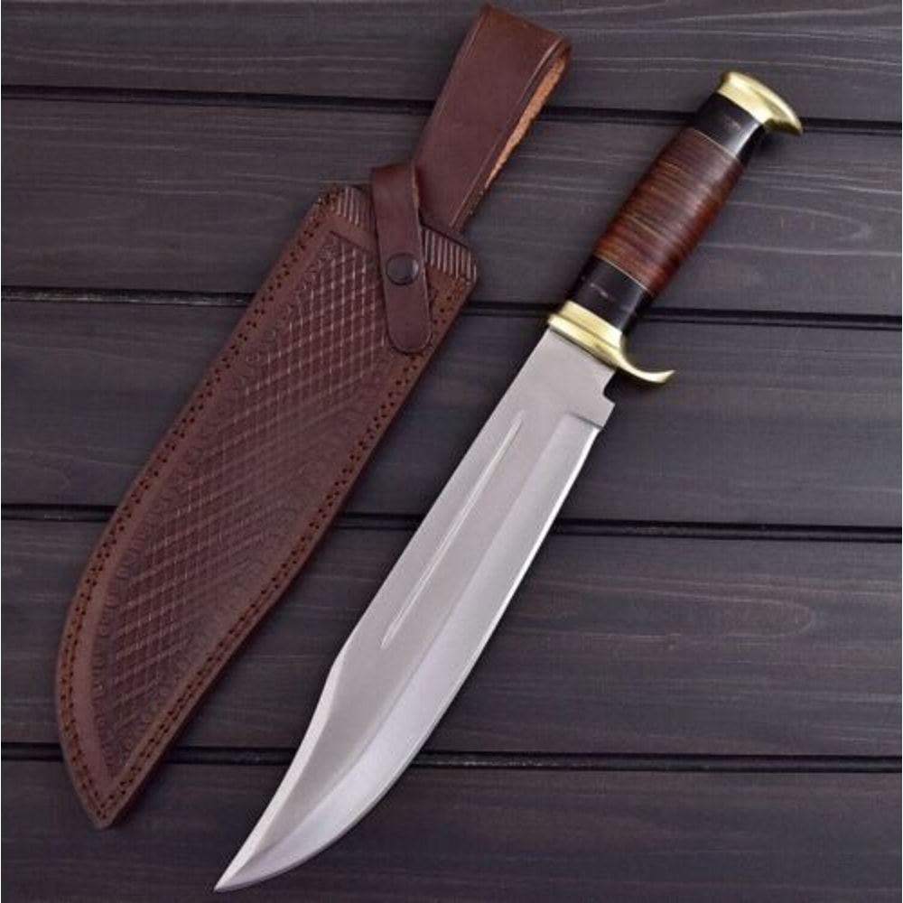 High Polish 18 Inch Crocodile Dundee Hunting Bowie Knife Custom Handmade D2 Steel 7