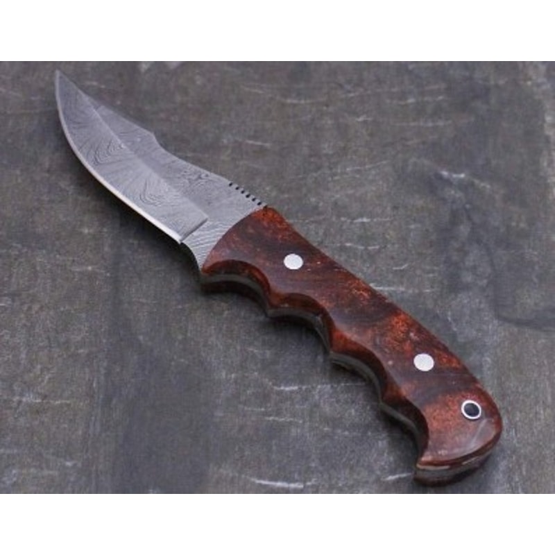 Handmade Damascus Steel Hunting Knife Resin Handle With Leather Sheathe Gift For USA Fathers Day Gift For Men 1