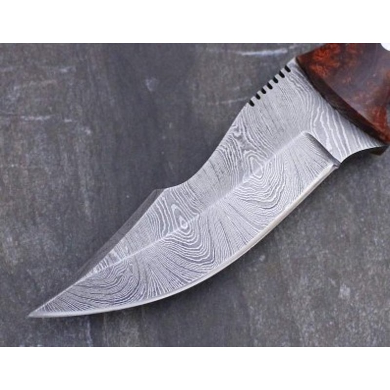Handmade Damascus Steel Hunting Knife Resin Handle With Leather Sheathe Gift For USA Fathers Day Gift For Men 3