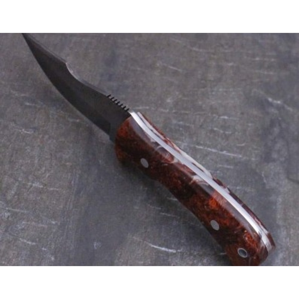 Handmade Damascus Steel Hunting Knife Resin Handle With Leather Sheathe Gift For USA Fathers Day Gift For Men 4