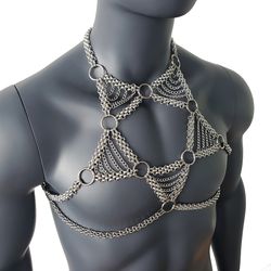 man punk five-pointed star body chest chain harness,music festival wear,burning man outfits