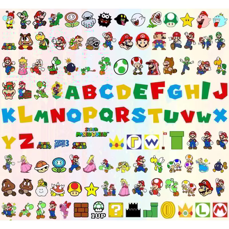 Super Mario PNG Bundle For Cricut And Sublimation Mario Cut Files Mario Clipart Super Mario Font Mario SVG 0