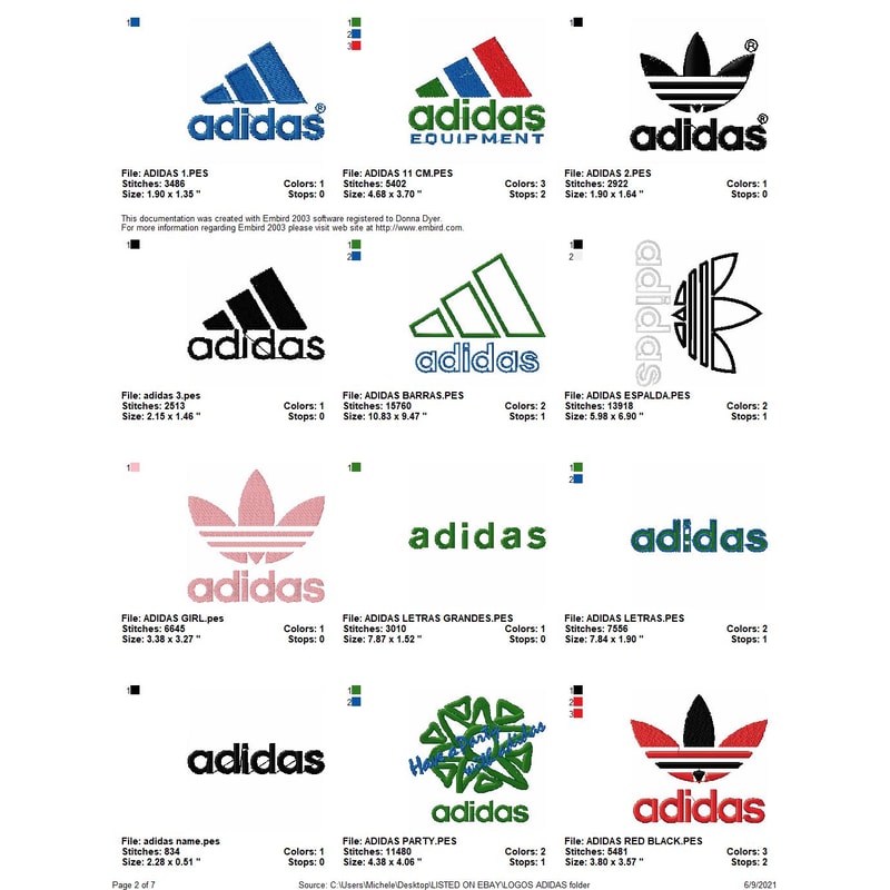 74 ADIDAS LOGOS Embroidery Machine Designs 1