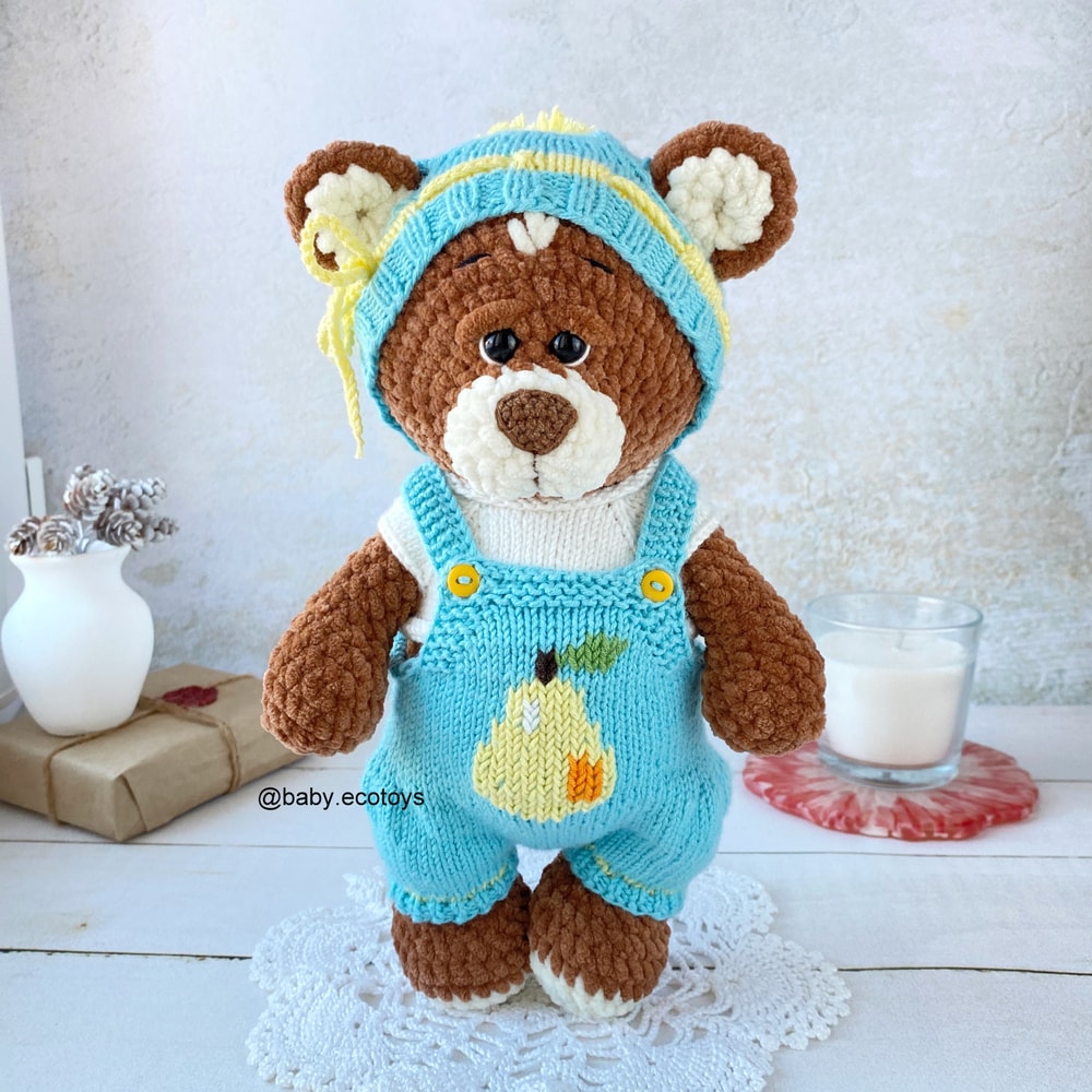 Crochet Pattern Amigurumi Plush Teddy Bear Brownie With Knitting Outfit 3