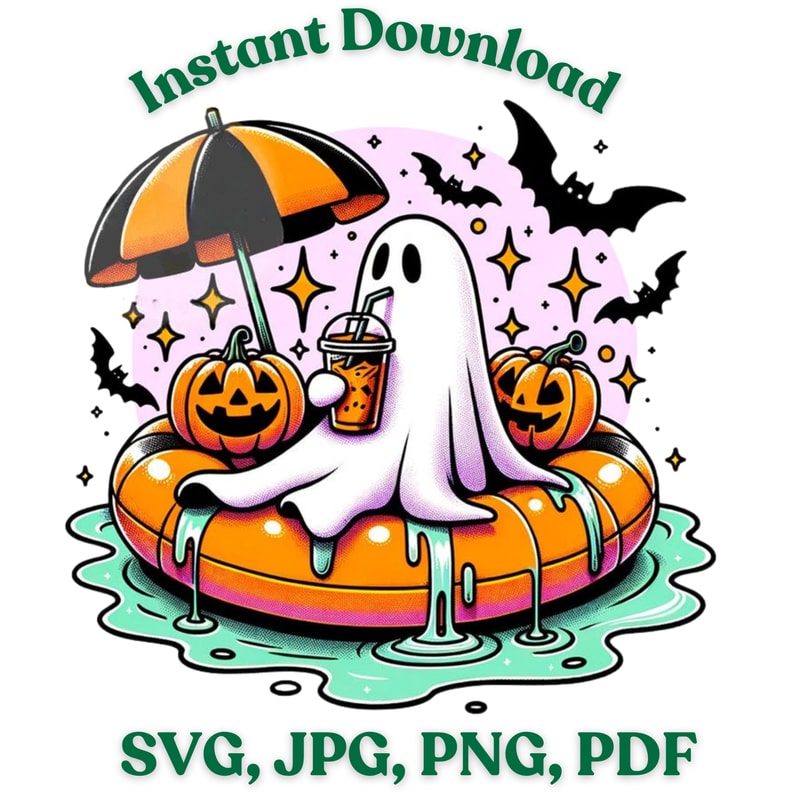Cute Ghost Png Halloween Png Ghost On Floaty Png Bougie Png Bougie Ghost Spooky Svg Jpg Png Pdf 0