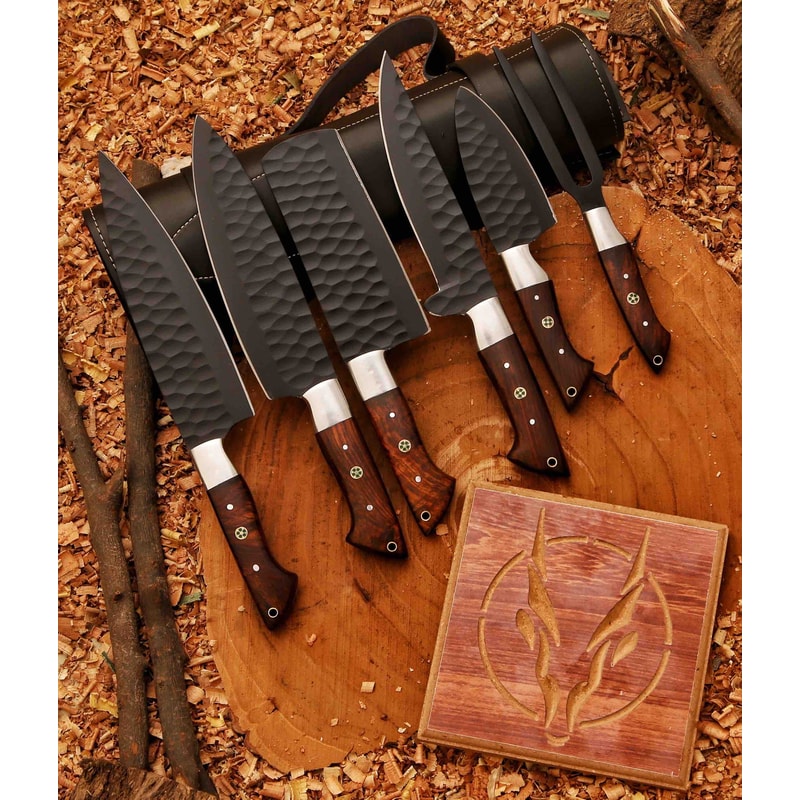 Hand Forged 5pcs Damascus Steel Chef Set Damascus Knife Set Chef Knife Set Damascus Kitchen Knife Set Personalised Gi 0