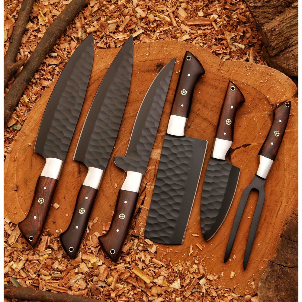 Hand Forged 5pcs Damascus Steel Chef Set Damascus Knife Set Chef Knife Set Damascus Kitchen Knife Set Personalised Gi 1