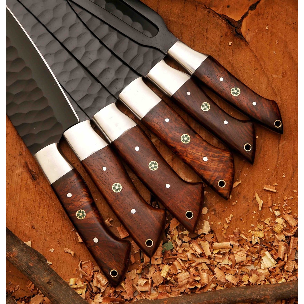 Hand Forged 5pcs Damascus Steel Chef Set Damascus Knife Set Chef Knife Set Damascus Kitchen Knife Set Personalised Gi 2