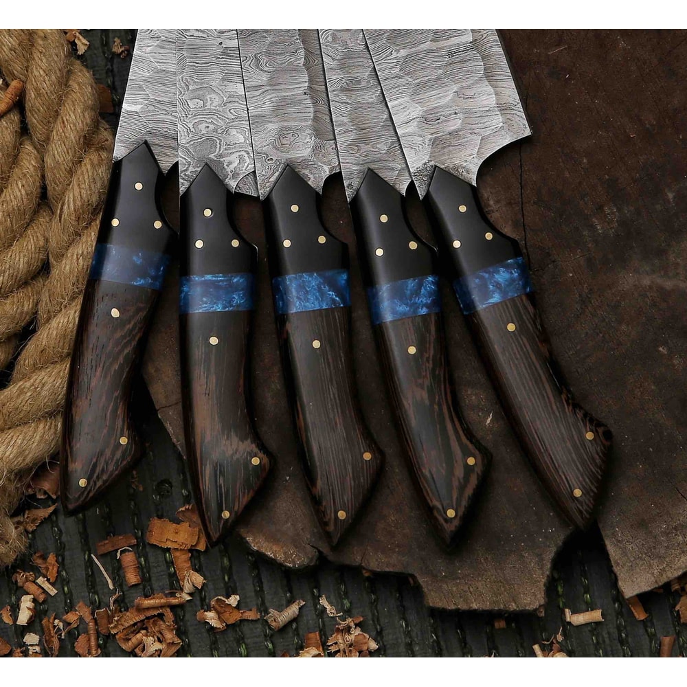 Etched J2 Steel Chef Knife J2 Kitchen Knife With Turquoise Wenge Wood BBQ Boning Slicing Knife Gift