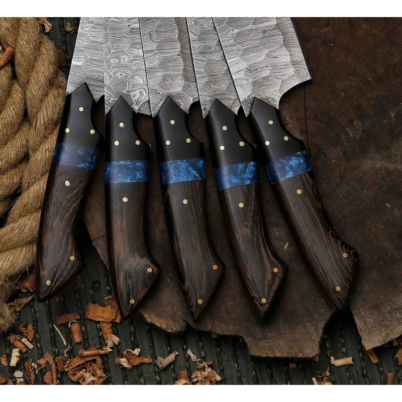 Etched J2 Steel Chef Knife J2 Kitchen Knife With Turquoise Wenge Wood BBQ Boning Slicing Knife Gift