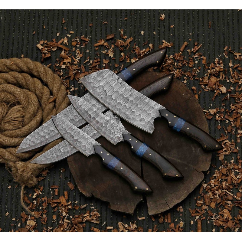 Etched J2 Steel Chef Knife J2 Kitchen Knife With Turquoise Wenge Wood BBQ Boning Slicing Knife Gift