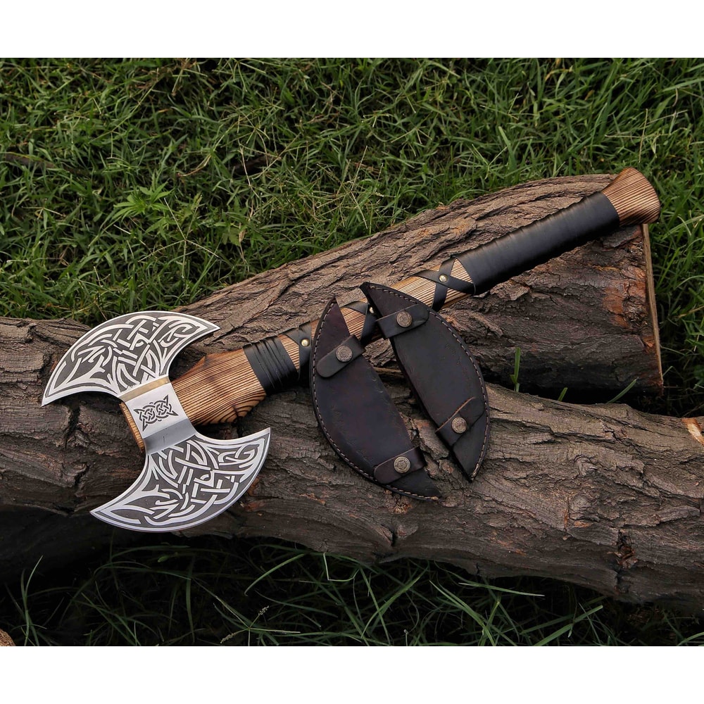 Double Headed Viking Axe Bearded Axe Hand Forged Steel Double Blade Viking Axe Gift For Him Christmas Gift 0