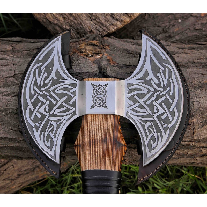 Double Headed Viking Axe Bearded Axe Hand Forged Steel Double Blade Viking Axe Gift For Him Christmas Gift 1