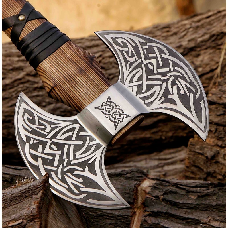 Double Headed Viking Axe Bearded Axe Hand Forged Steel Double Blade Viking Axe Gift For Him Christmas Gift 4