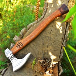 ragnar viking axe forged camping axe with rose wood shaft, camping axe, viking bearded nordic, handmade gift for bestman