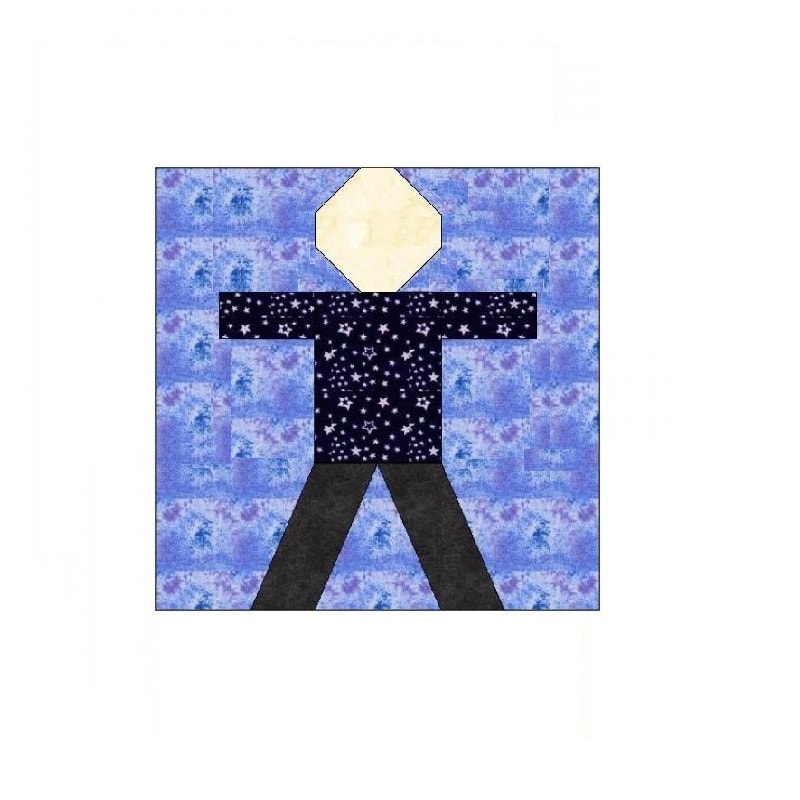 Boy Paper Pieced Quilt Block Pattern OC004 3