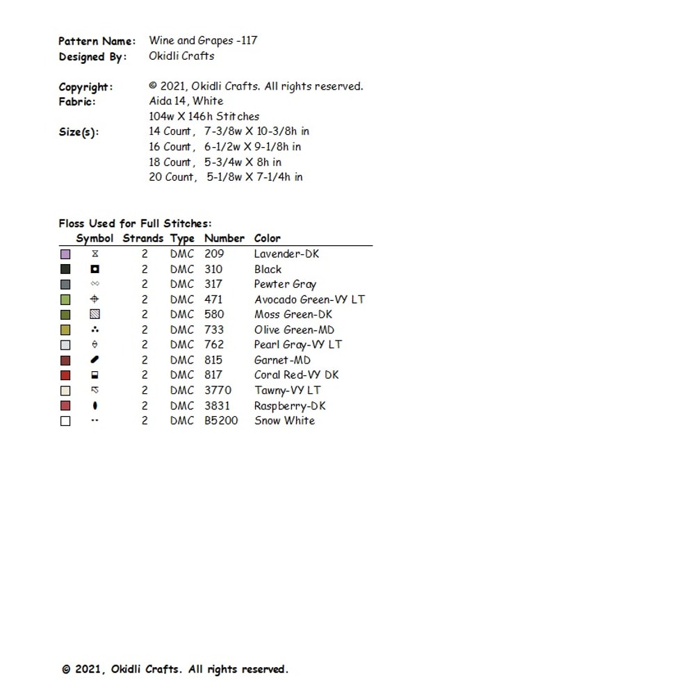 Wine And Grapes Cross Stitch Pattern 117 2