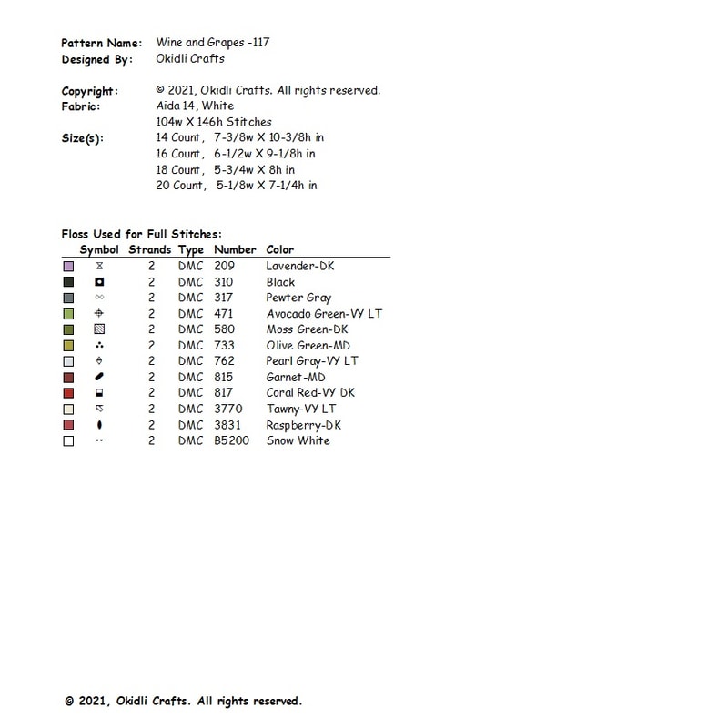 Wine And Grapes Cross Stitch Pattern 117 2