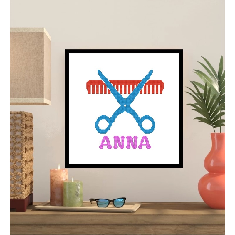 Personalized Hair Dresser Cross Stitch Pattern 389 0