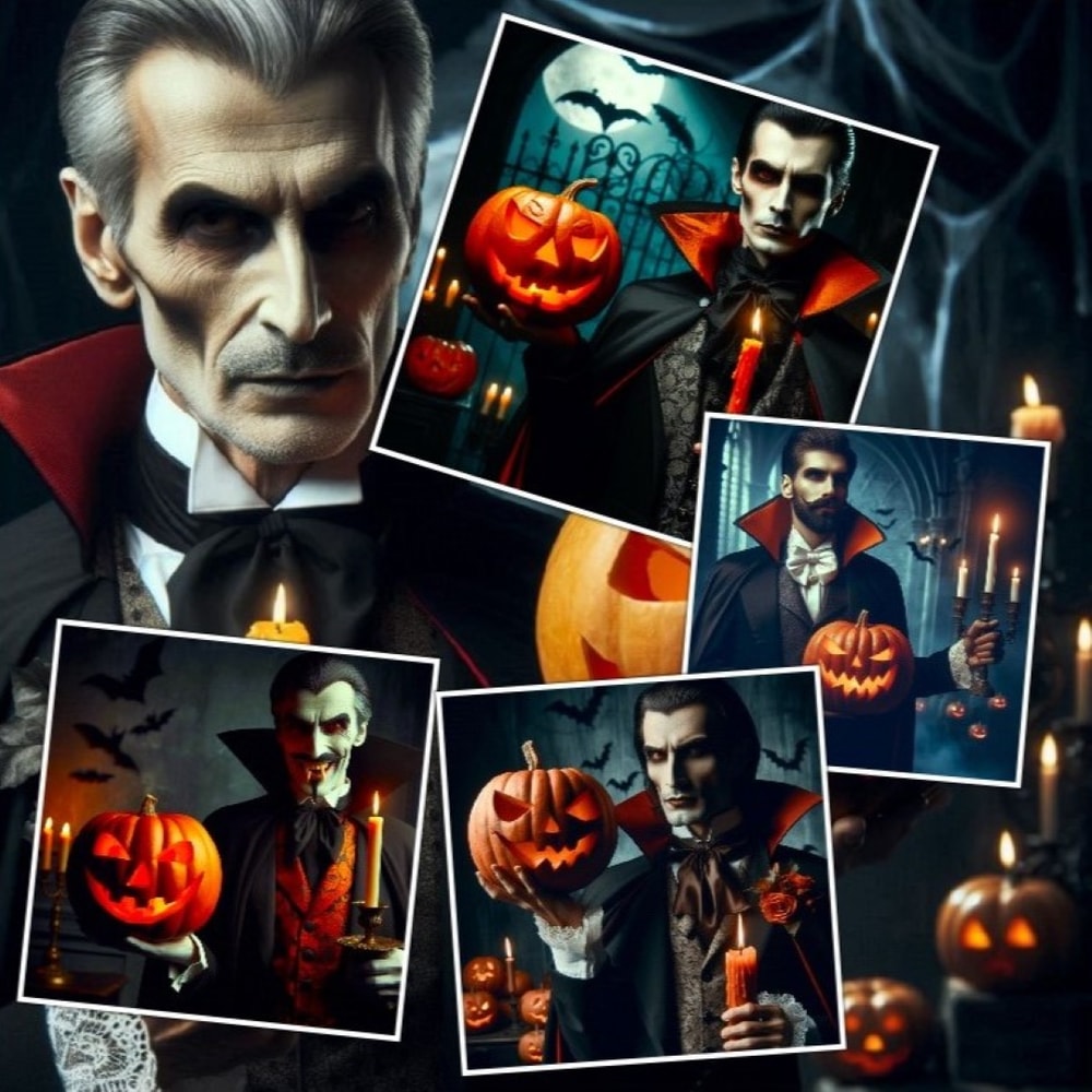 Dracula With Pumpkin Five Digital Pictures PNG File RAR Folder 0