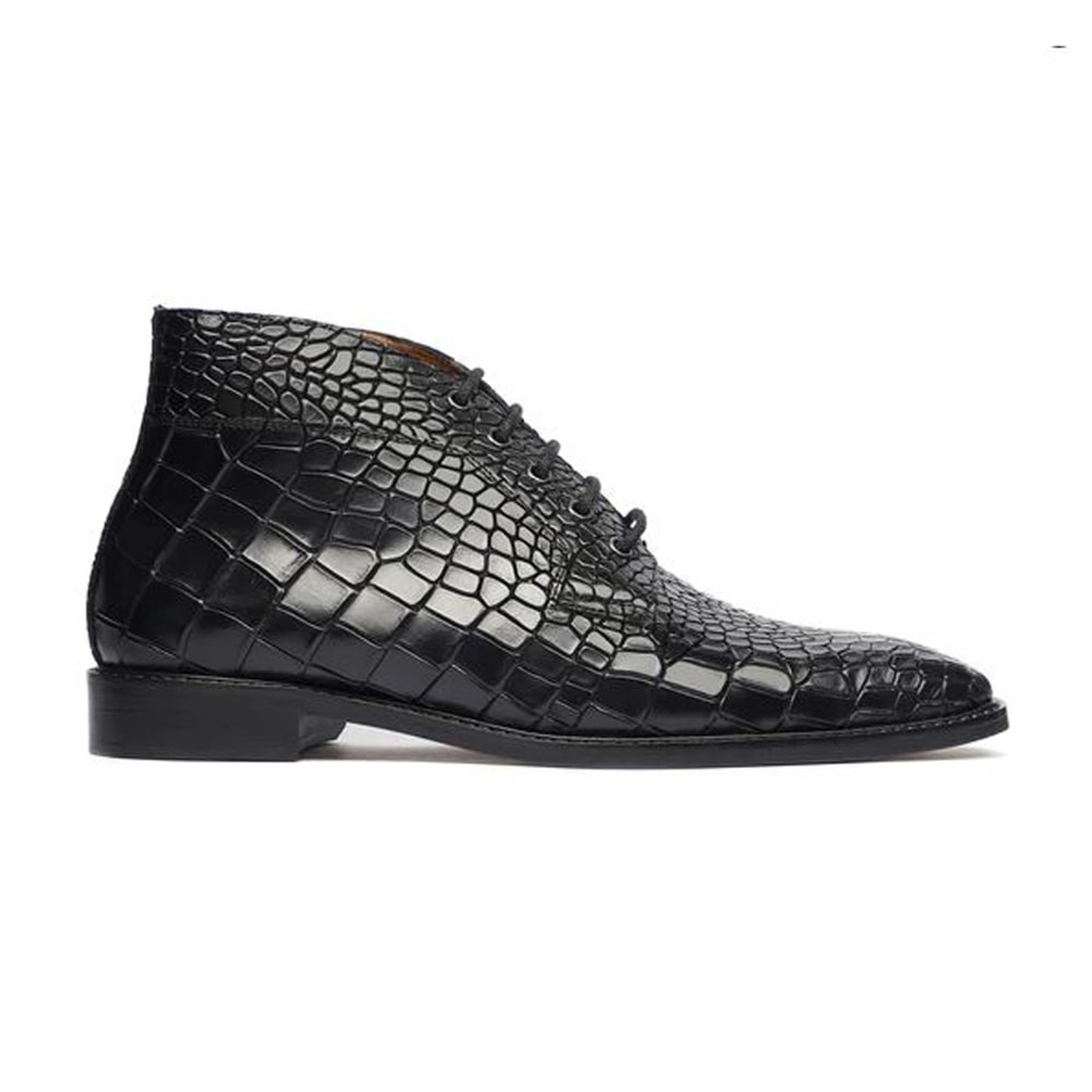 Handmade Black Color Genuine Crocodile Textured Leather Stylish Lace Up Chukka Dress Shoes 2