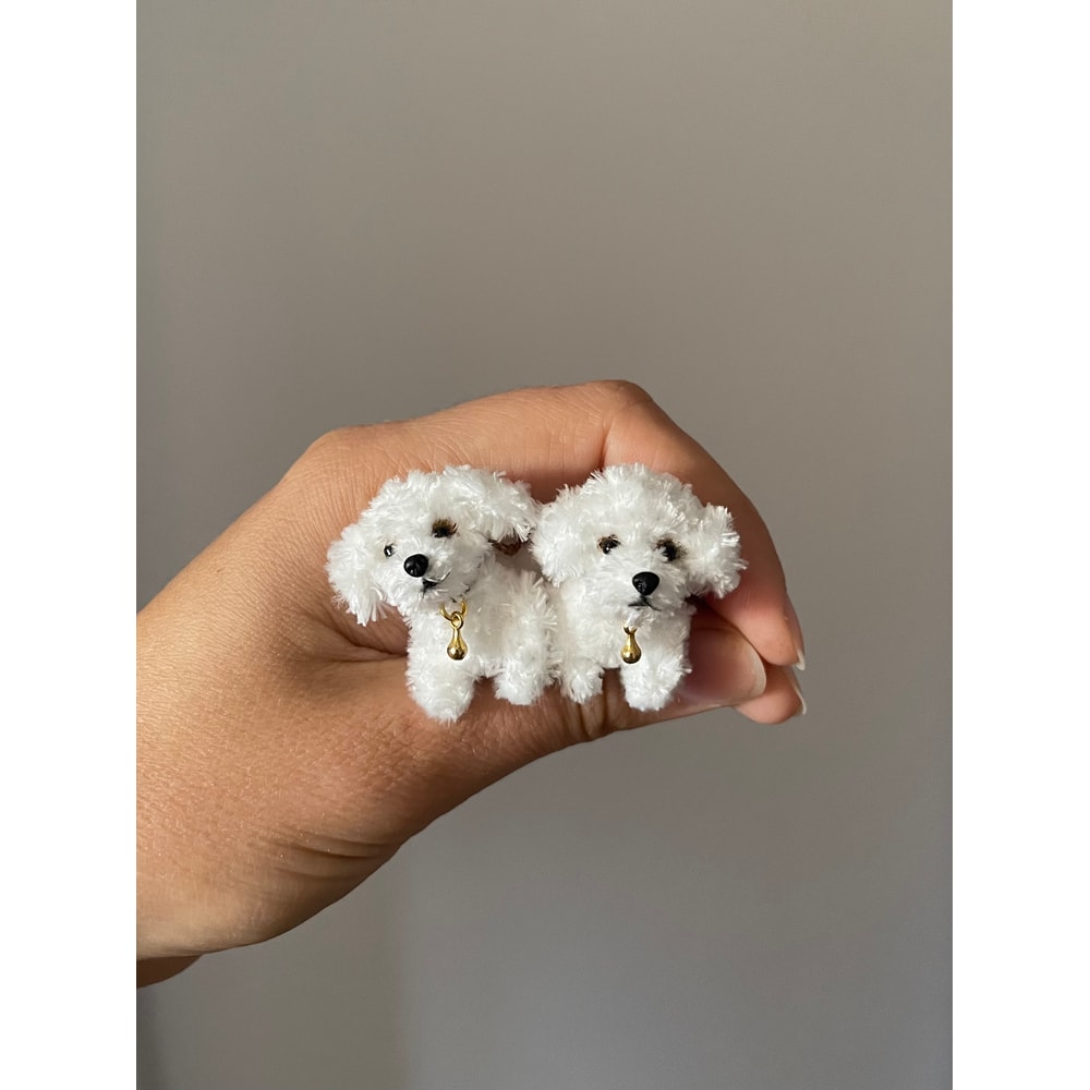 Miniature Maltese Puppy Handmade Crochet Dog Pet Portrait Memorial Gift For Dog Lovers Blythe Doll 7