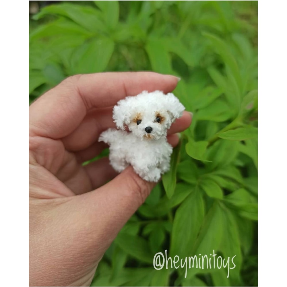 Miniature Maltese Puppy Handmade Crochet Dog Pet Portrait Memorial Gift For Dog Lovers Blythe Doll 0