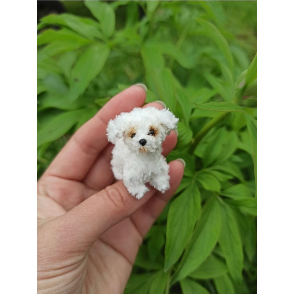 Miniature Maltese Puppy Handmade Crochet Dog Pet Portrait Memorial Gift For Dog Lovers Blythe Doll 5