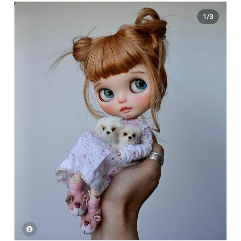 Miniature Maltese Puppy Handmade Crochet Dog Pet Portrait Memorial Gift For Dog Lovers Blythe Doll 9