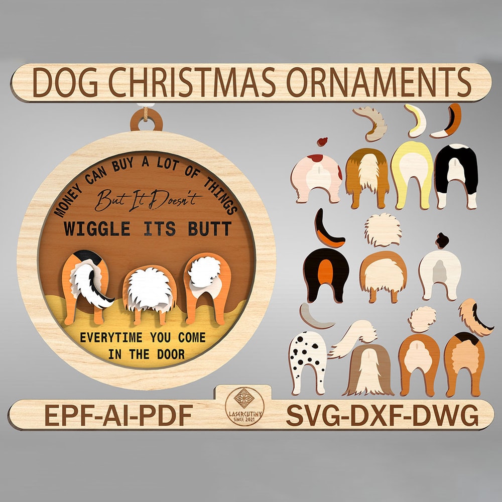 Dog Christmas Ornament SVG Pet Ornament Cut File Christmas Gift 0