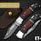 Custom Handmade Folding Knife Damascus Steel Blade Pocket Knife With Leather Sheath 0