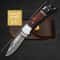 Custom Handmade Folding Knife Damascus Steel Blade Pocket Knife With Leather Sheath 4
