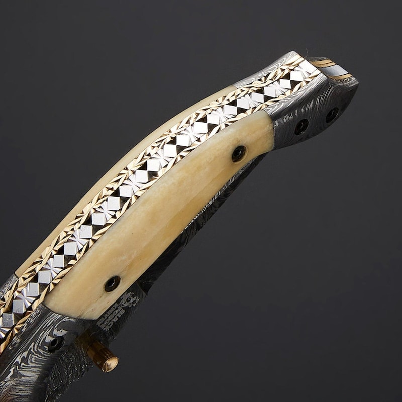 Damascus Folding Knife Handmade Folding Knife Pocket Knife Hunting Knife Gift For Men Anniversary G 1