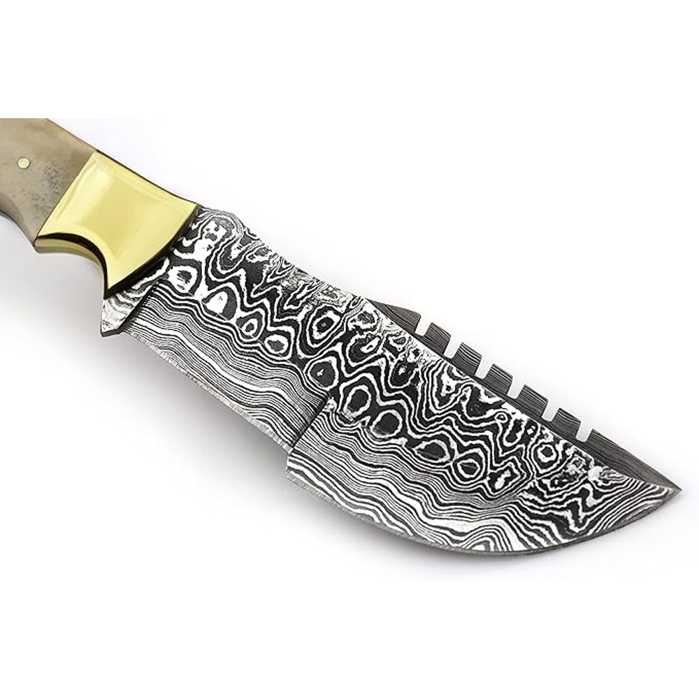 HABSON KNIVES TR177 Custom Handmade Damascus Steel 10 Inches Tracker Knife Bone 1