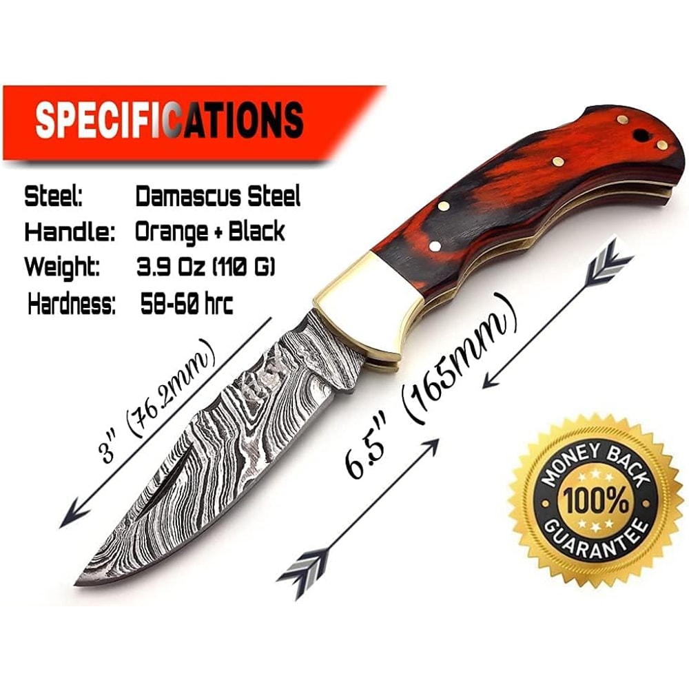 Pocket Knife 4 Pcs Set 65 Handmade Damascus Folding Knife Back Lock Knife Damascus Hunting Knife Wi 2