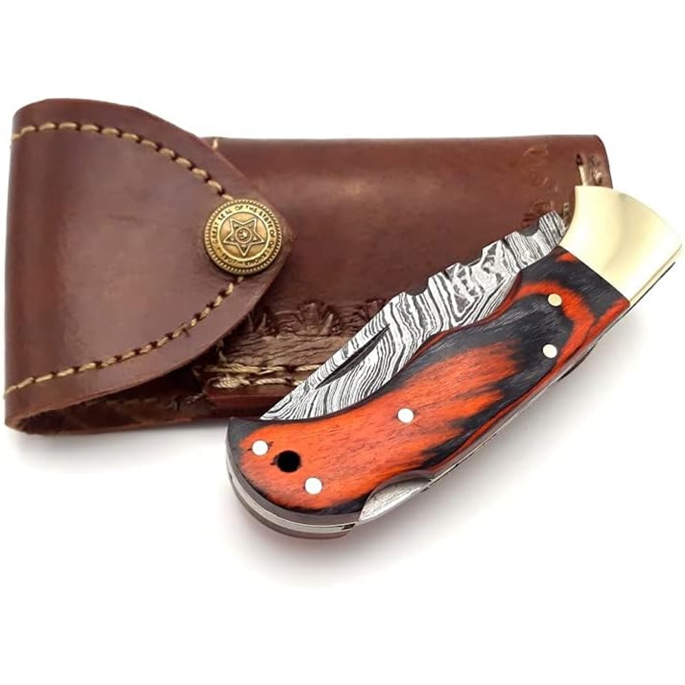 Pocket Knife 4 Pcs Set 65 Handmade Damascus Folding Knife Back Lock Knife Damascus Hunting Knife Wi 4