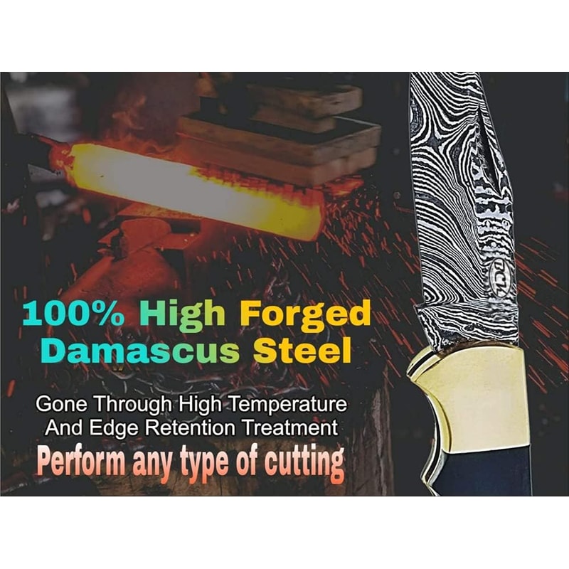 Pocket Knife 4 Pcs Set 65 Handmade Damascus Folding Knife Back Lock Knife Damascus Hunting Knife Wi 5