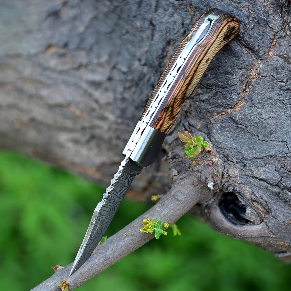 Handmade Damascus Pocket Knife For Men 65 Inches Damascus Folding Knife With Sheath Pocket Knives 4