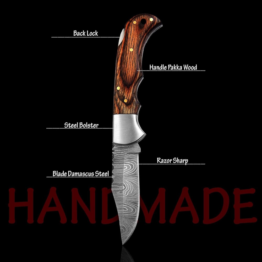 Handmade Damascus Pocket Knife For Men 65 Inches Damascus Folding Knife With Sheath Pocket Knives 6