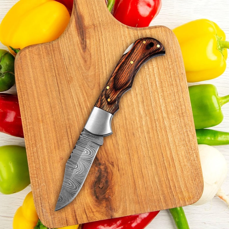 Handmade Damascus Pocket Knife For Men 65 Inches Damascus Folding Knife With Sheath Pocket Knives 7