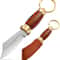 Mini Keychain Knife 335 Inch Stainless Steel Fixed Blade Knife With Leather Sheath Wood Handle EDC 0