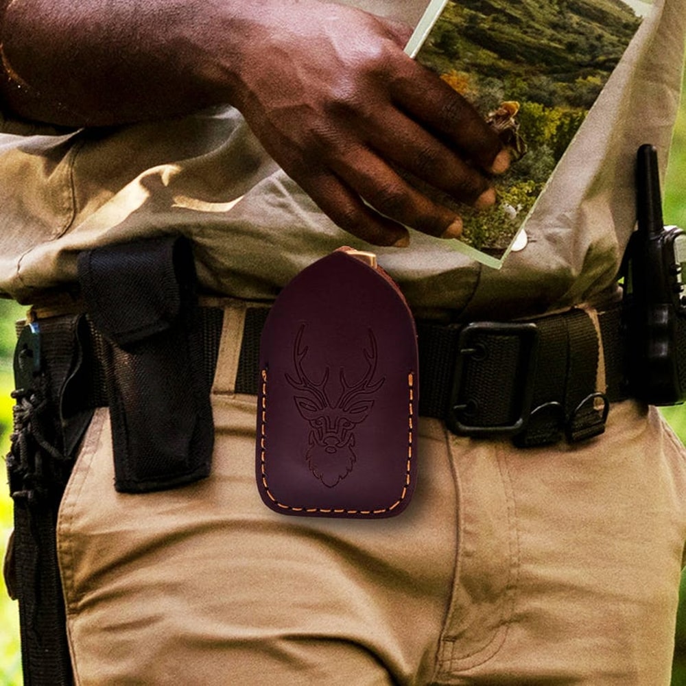 Handmade Damascus Pocket Knife Pakka Blue Handle Leather Sheath Birthday Gift Folding Knife Wedding 3